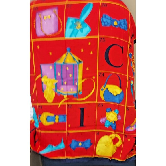 Vintage 1980s Nina Ricci Silk Scarf Printed Logo Hand Rolled Hem Gorgeous - Picture 2 of 9